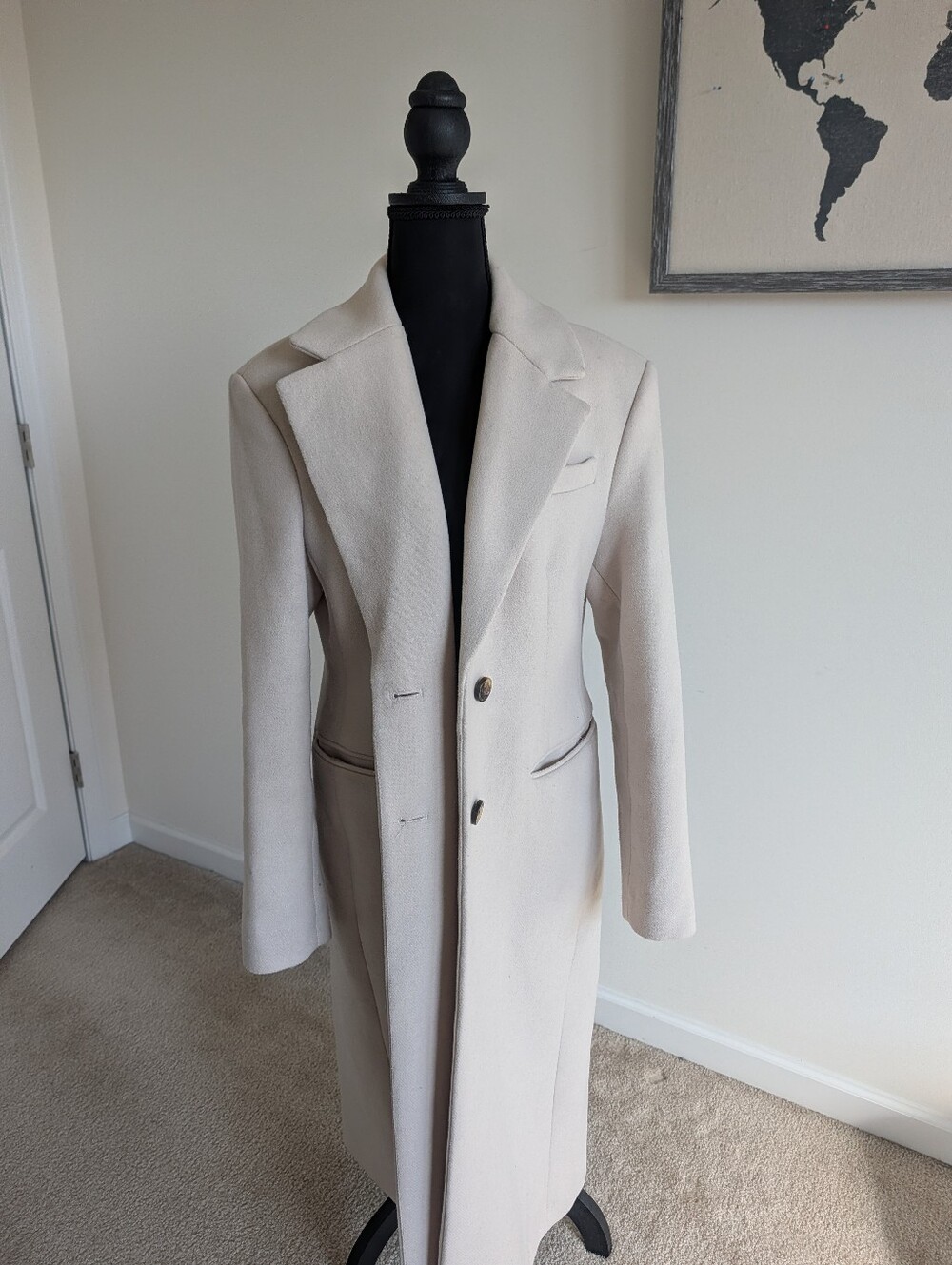 Mango White Wool Long Coat